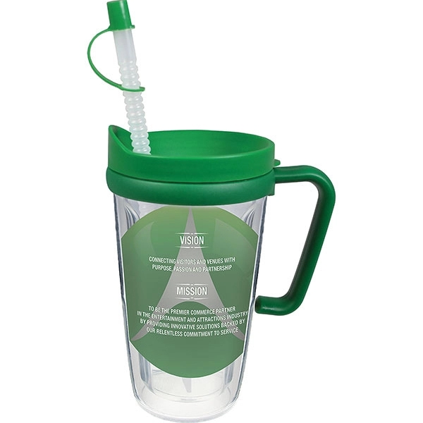 Thermal Travel Mug with Lid & Handle - Clear Insert - Thermal Travel Mug with Lid & Handle - Clear Insert - Image 10 of 11