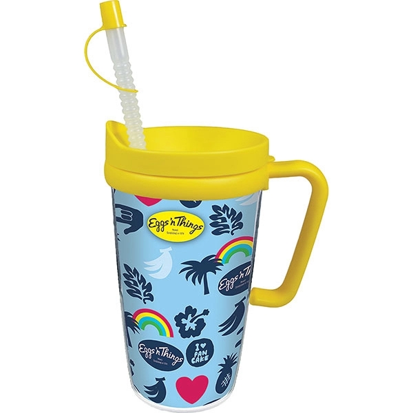Thermal Double Wall Travel Mug / Lid & Handle - White Insert