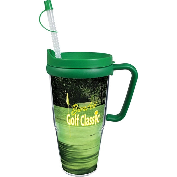 Thermal Double Wall Travel Mug / Lid & Handle - White Insert