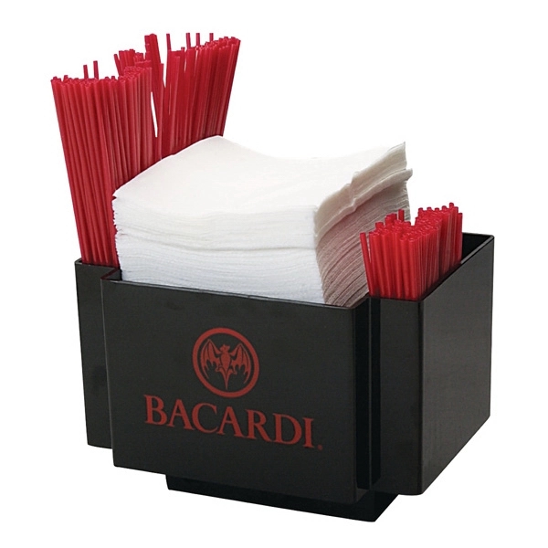 Napkin Caddy / Holder With 2 Side Straw Pockets - Napkin Caddy / Holder With 2 Side Straw Pockets - Image 0 of 0