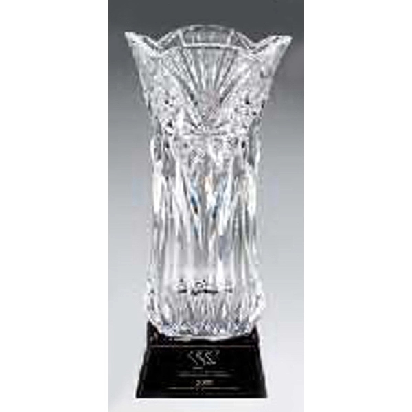 Crystal Award Vase on Rich Black Glass Base