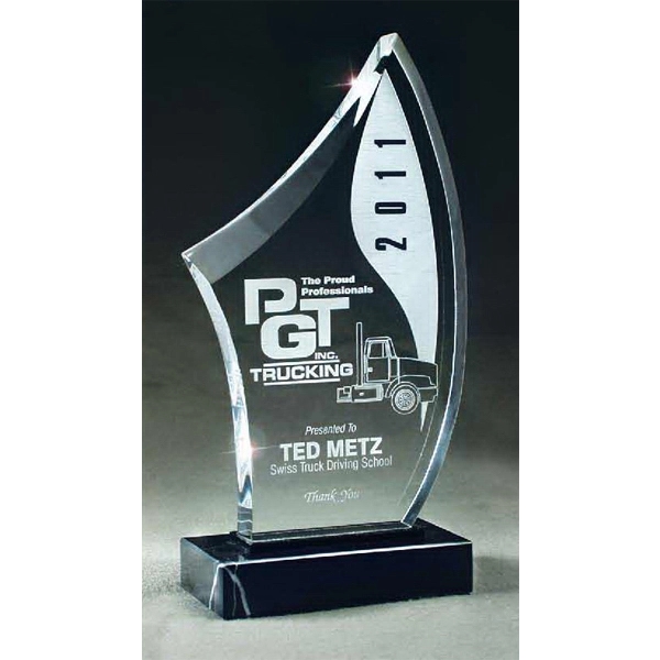 Beveled Lucite Fin on Marble Base