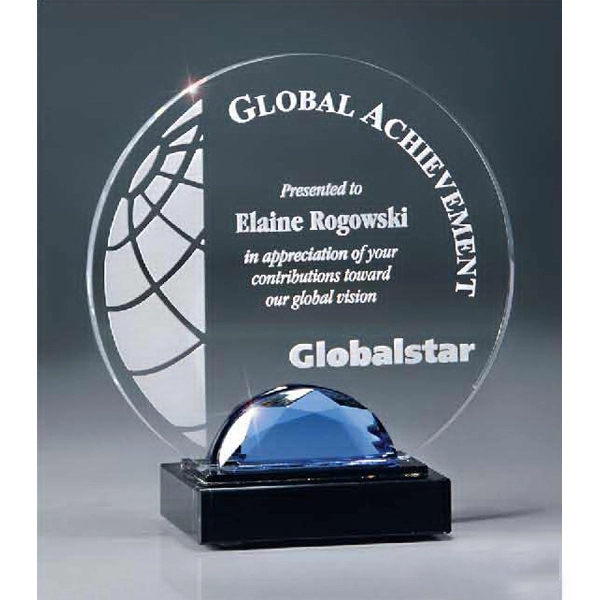 Circle Lucite with Glass Gemstone and Marble Base