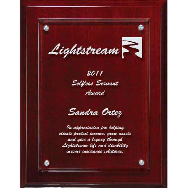 Lasered Lucite on Mahogany Finish Board