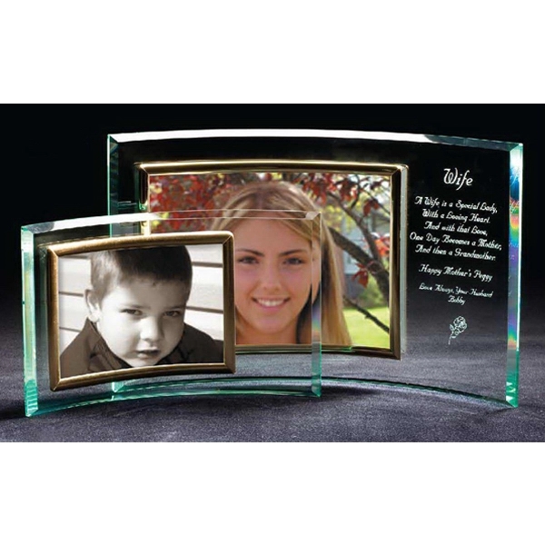 Jade Glass Crescent with 5" x 3 1/2" Frame