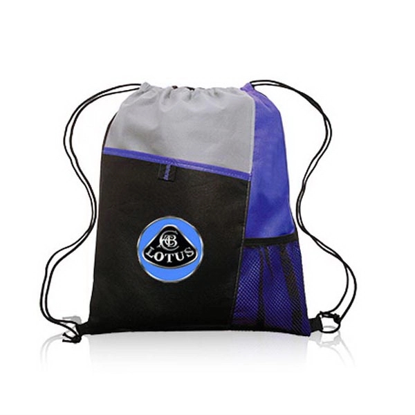 Mesh Pocket Drawstring Backpacks - Mesh Pocket Drawstring Backpacks - Image 0 of 9