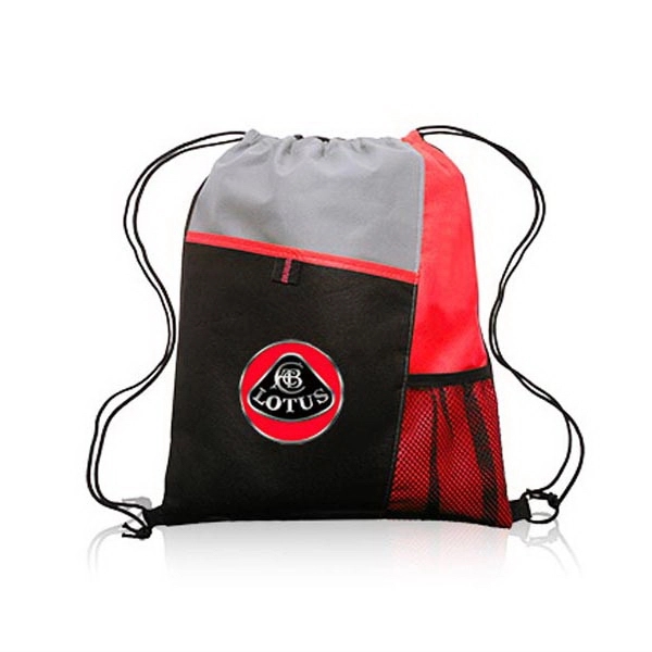 Mesh Pocket Drawstring Backpacks - Mesh Pocket Drawstring Backpacks - Image 3 of 9