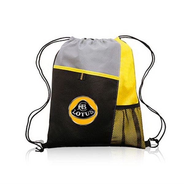 Mesh Pocket Drawstring Backpacks - Mesh Pocket Drawstring Backpacks - Image 4 of 9