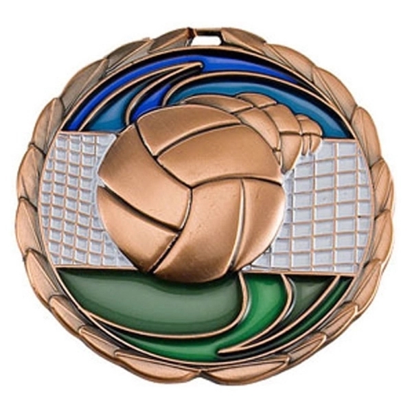 2 1/2" Volleyball Color Epoxy Medal - 2 1/2" Volleyball Color Epoxy Medal - Image 2 of 2