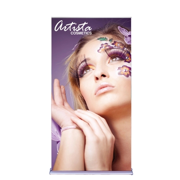 48" Silverstep Retractable Stand & 92" Fabric Banner - 48" Silverstep Retractable Stand & 92" Fabric Banner - Image 0 of 4