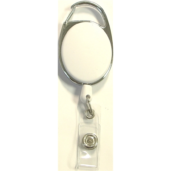 Oval shape retractable badge holder with carabiner clip - Oval shape retractable badge holder with carabiner clip - Image 7 of 8
