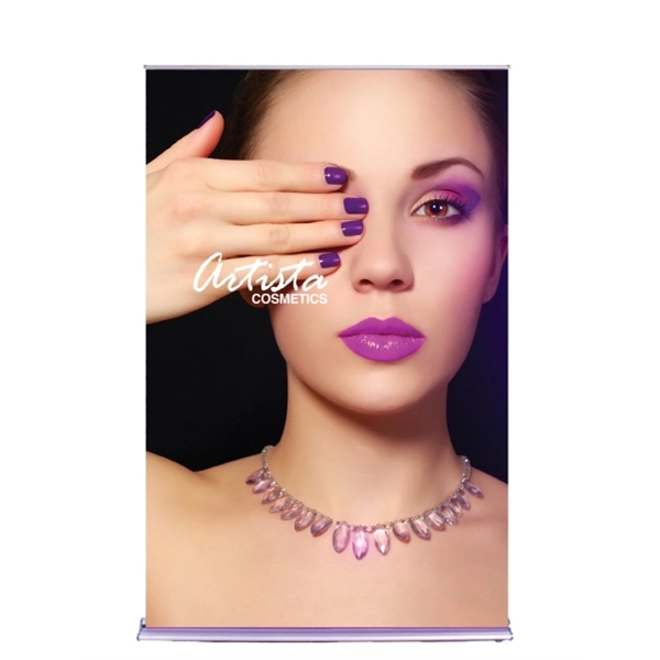60" Silverstep Retractable Stand & 92" Fabric Banner - 60" Silverstep Retractable Stand & 92" Fabric Banner - Image 0 of 4