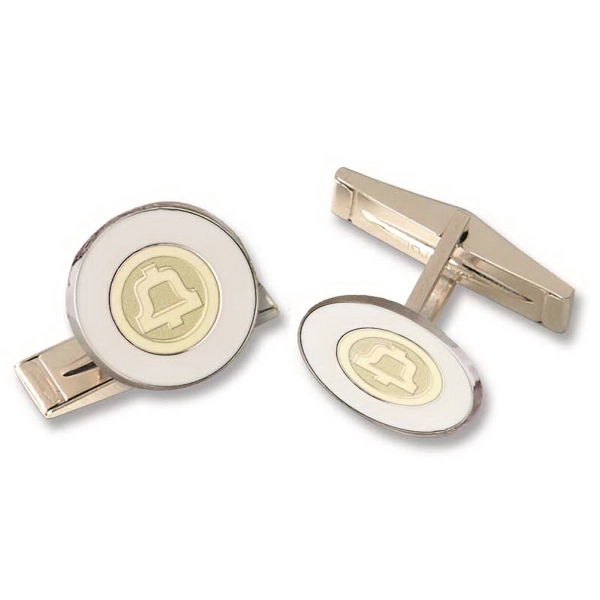 Men's Bell Motif Round Cufflinks - Men's Bell Motif Round Cufflinks - Image 0 of 0