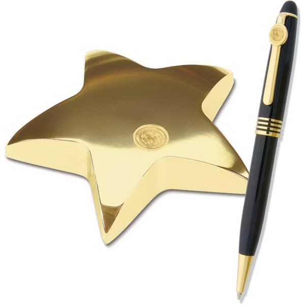 Gold Star Paperweight & Ballpoint Signature Series Pen - Gold Star Paperweight & Ballpoint Signature Series Pen - Image 0 of 0