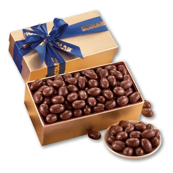 Chocolate Covered Almonds in Gold Gift Box | Plum Grove