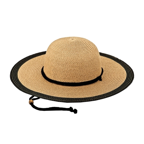 Ladies' Toyo Braid Color Block Sun Hat w/ Chin Strap - Ladies' Toyo Braid Color Block Sun Hat w/ Chin Strap - Image 0 of 0