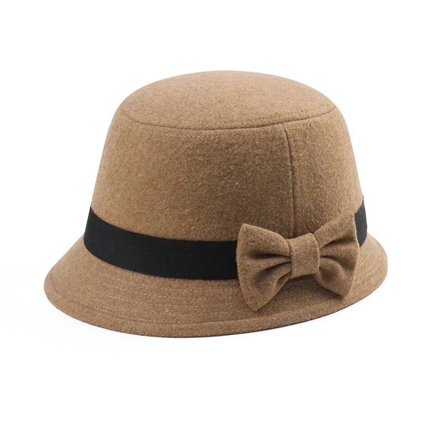 Infinity Selections Wool Cloche Hat w/ Bow Tie Decoration - Infinity Selections Wool Cloche Hat w/ Bow Tie Decoration - Image 0 of 1