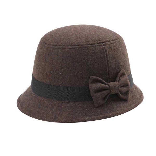 Infinity Selections Wool Cloche Hat w/ Bow Tie Decoration - Infinity Selections Wool Cloche Hat w/ Bow Tie Decoration - Image 1 of 1