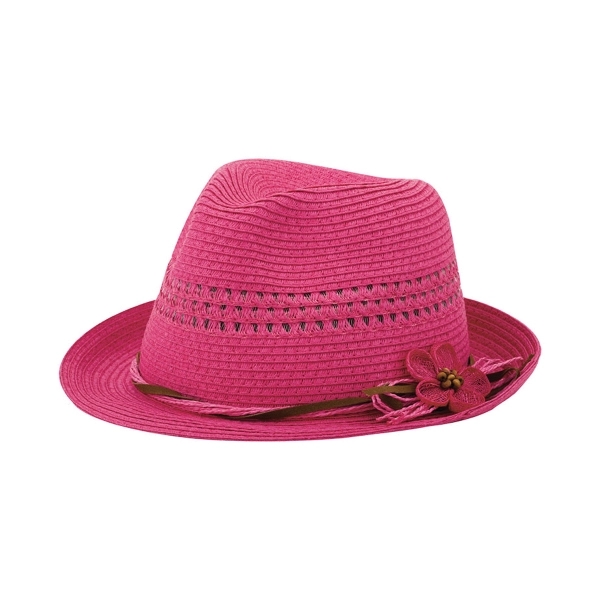 Ladies' Toyo Braid Fedora Hat - Ladies' Toyo Braid Fedora Hat - Image 1 of 4