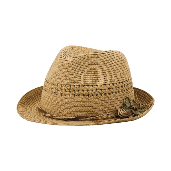 Ladies' Toyo Braid Fedora Hat - Ladies' Toyo Braid Fedora Hat - Image 2 of 4