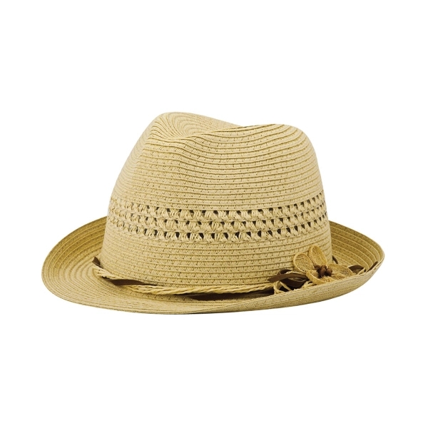 Ladies' Toyo Braid Fedora Hat - Ladies' Toyo Braid Fedora Hat - Image 3 of 4