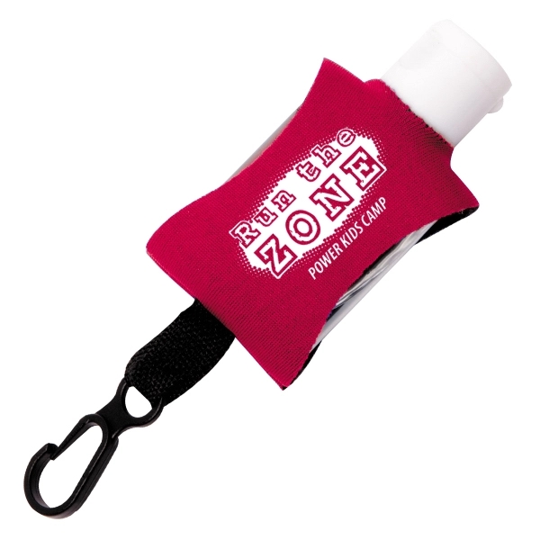 Custom .5 oz Hand Sanitizer in Clip-On Neoprene Sleeve Cover