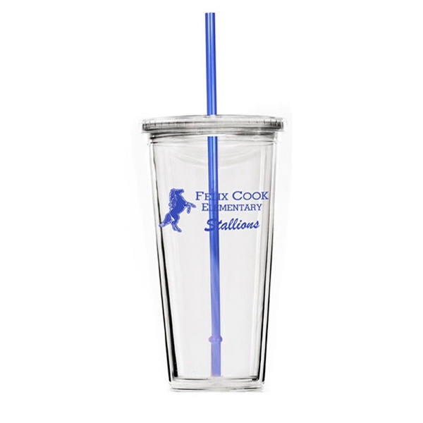 24 oz. Travel Double Wall Acrylic Cup w/ lid and straw - 24 oz. Travel Double Wall Acrylic Cup w/ lid and straw - Image 4 of 10