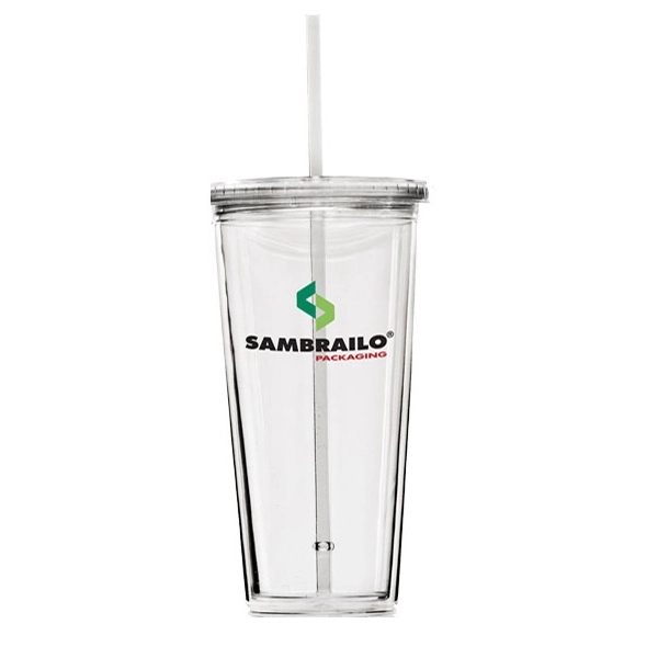24 oz. Travel Double Wall Acrylic Cup w/ lid and straw - 24 oz. Travel Double Wall Acrylic Cup w/ lid and straw - Image 6 of 10