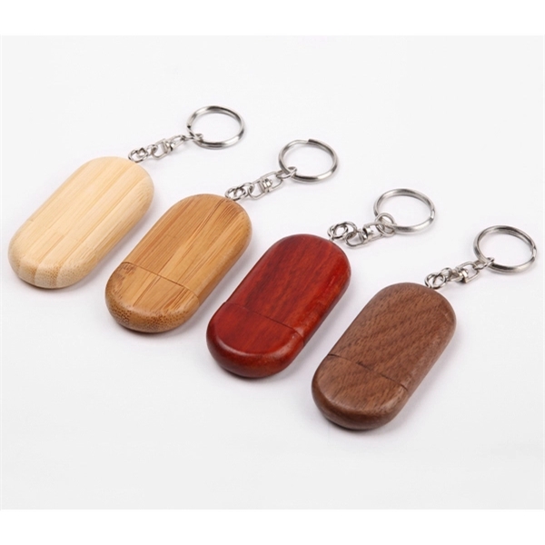 Wooden Racetrack USB Flash Drive with Keyring - Wooden Racetrack USB Flash Drive with Keyring - Image 2 of 2