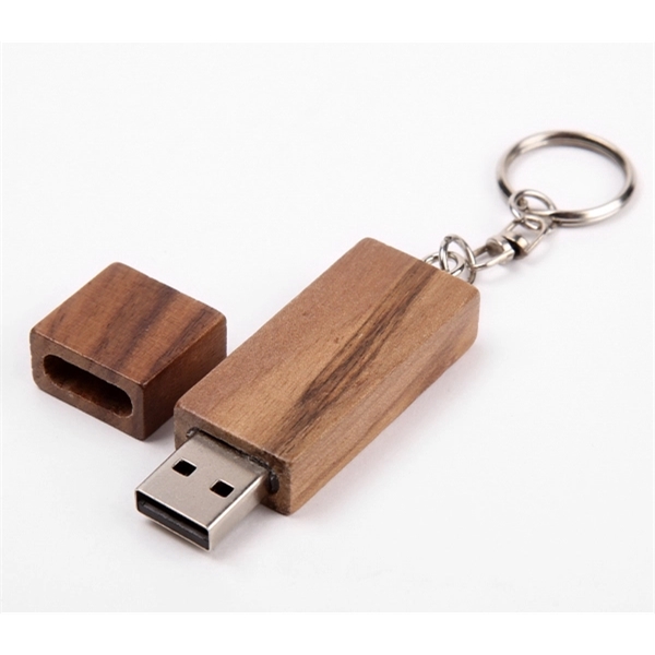Wood USB Flash Drive with Keyring - Wood USB Flash Drive with Keyring - Image 0 of 8