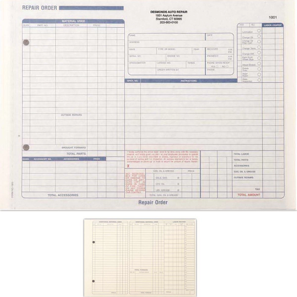 Repair Order Form - Repair Order Form - Image 0 of 1