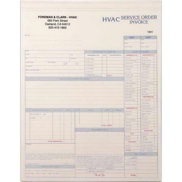 HVAC Service Order/Invoice Form - HVAC Service Order/Invoice Form - Image 0 of 1