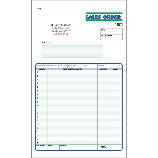 Sales Order Form - 5 1/2" x 8 1/2" - Sales Order Form - 5 1/2" x 8 1/2" - Image 0 of 0