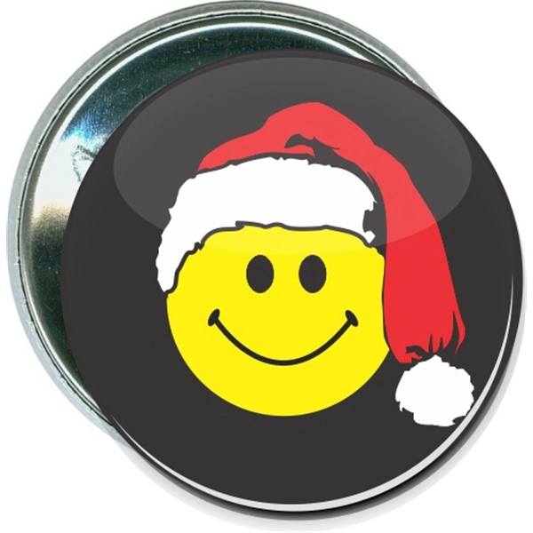 Smiley face with Santa hat, Holiday Christmas Button - Smiley face with Santa hat, Holiday Christmas Button - Image 0 of 0