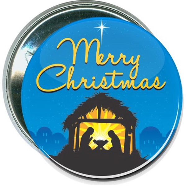 Merry Christmas, Jesus manger scene, Holiday Button - Merry Christmas, Jesus manger scene, Holiday Button - Image 0 of 0