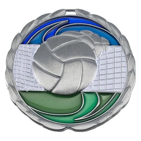 2 1/2" Volleyball Color Epoxy Medal - 2 1/2" Volleyball Color Epoxy Medal - Image 1 of 2