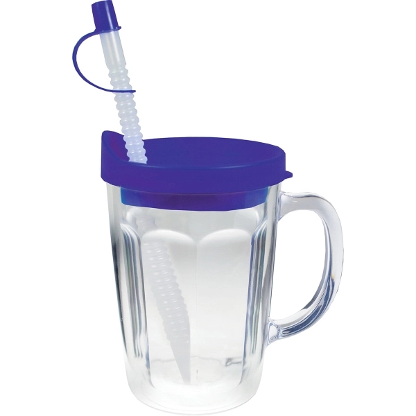 Thermal Double Wall Travel Mug / Lid & Handle - White Insert
