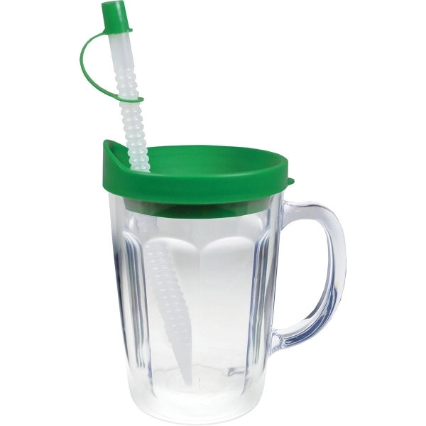 Thermal Double Wall Travel Mug / Lid & Handle - White Insert