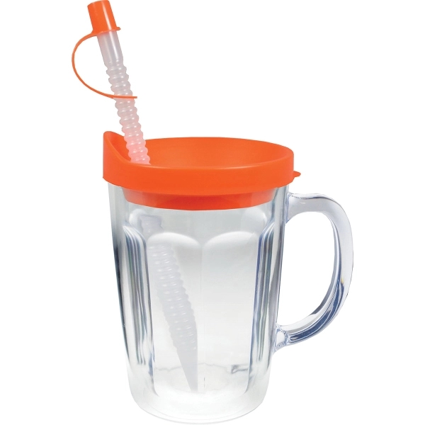 Thermal Double Wall Travel Mug / Lid & Handle - White Insert