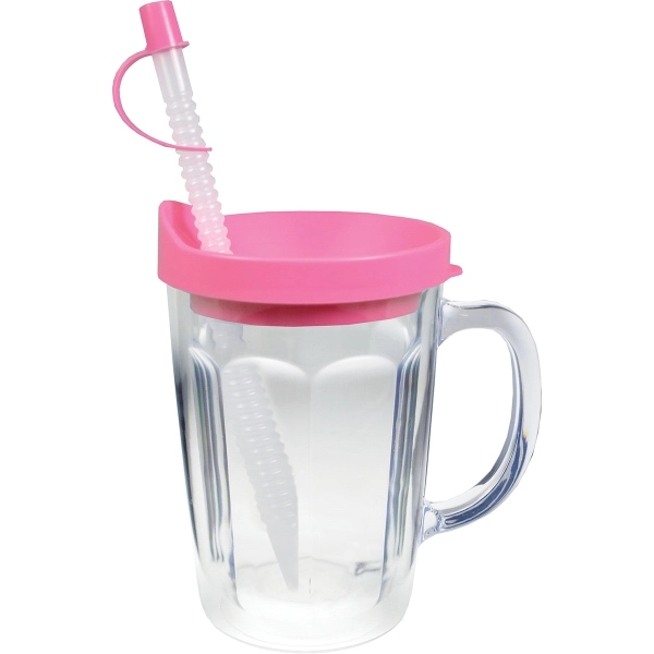 Thermal Double Wall Travel Mug / Lid & Handle - White Insert