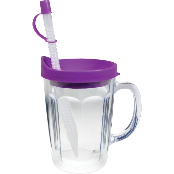 Thermal Double Wall Travel Mug / Lid & Handle - White Insert