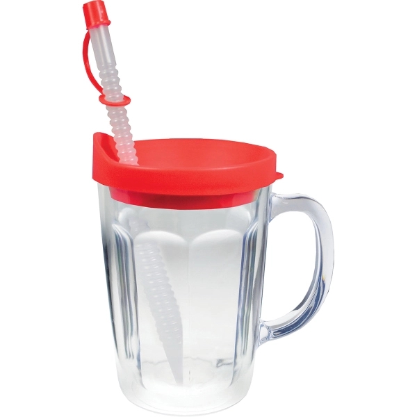 Thermal Double Wall Travel Mug / Lid & Handle - White Insert