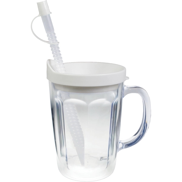 Thermal Double Wall Travel Mug / Lid & Handle - White Insert
