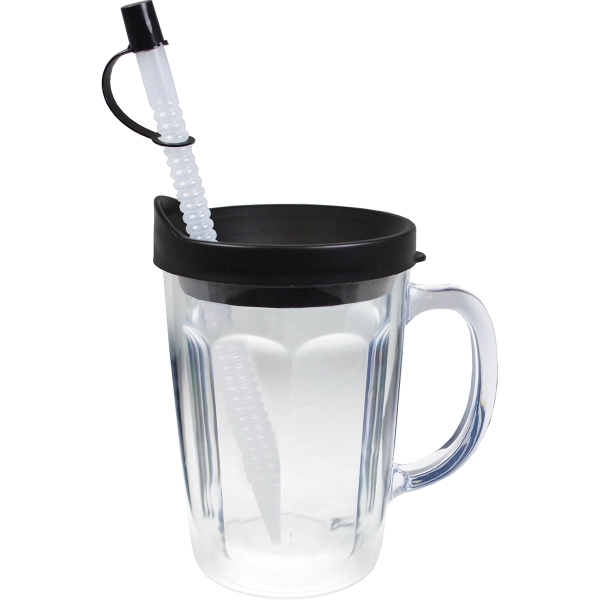 Thermal Travel Mug with Lid & Handle - Clear Insert - Thermal Travel Mug with Lid & Handle - Clear Insert - Image 1 of 11