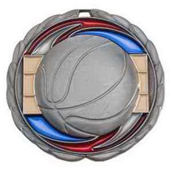 2 1/2" Basketball Color Epoxy Medal - 2 1/2" Basketball Color Epoxy Medal - Image 2 of 2