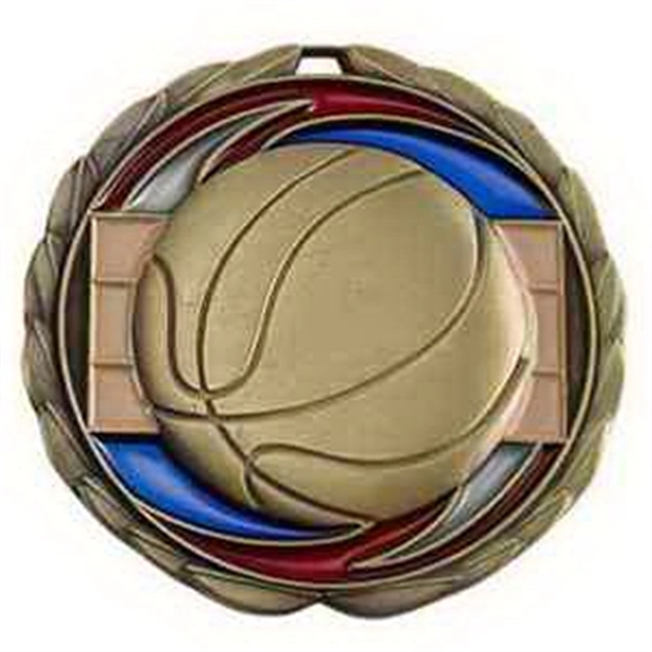 2 1/2" Basketball Color Epoxy Medal - 2 1/2" Basketball Color Epoxy Medal - Image 1 of 2