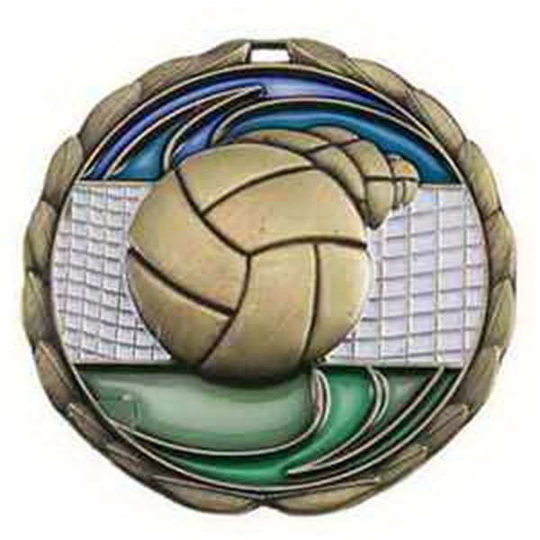 2 1/2" Volleyball Color Epoxy Medal - 2 1/2" Volleyball Color Epoxy Medal - Image 0 of 2