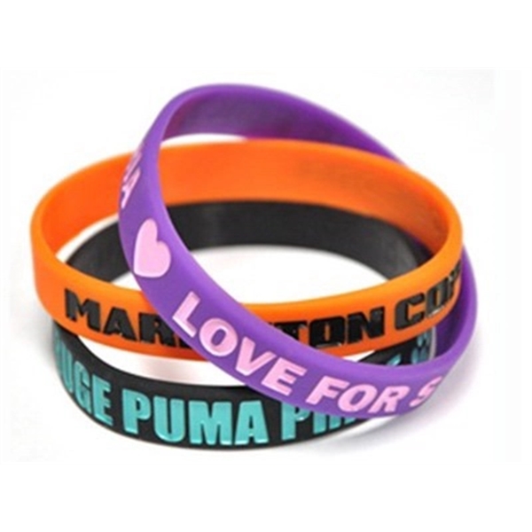 Silicone Wristband 1/2" ink filled Debossed w/ Color fill - Silicone Wristband 1/2" ink filled Debossed w/ Color fill - Image 2 of 10