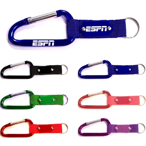 Carabiner with Strap and Metal Plate - Carabiner with Strap and Metal Plate - Image 0 of 7