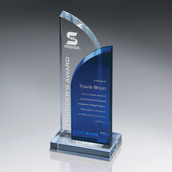 Optic Clear And Blue Crystal Award